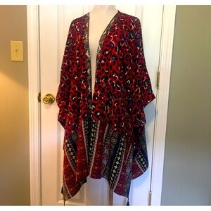 Umgee kimono, multi print, reptile, animal, Lagenlook, boho, arm holes. 1X 2X